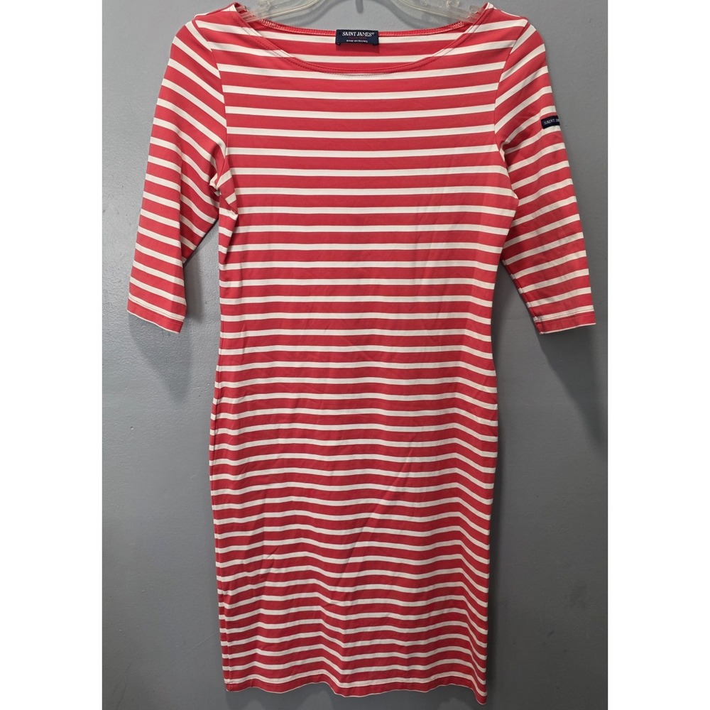 Saint James Dress Size 4 Propriano Anit-UV Salmon White Striped Womens